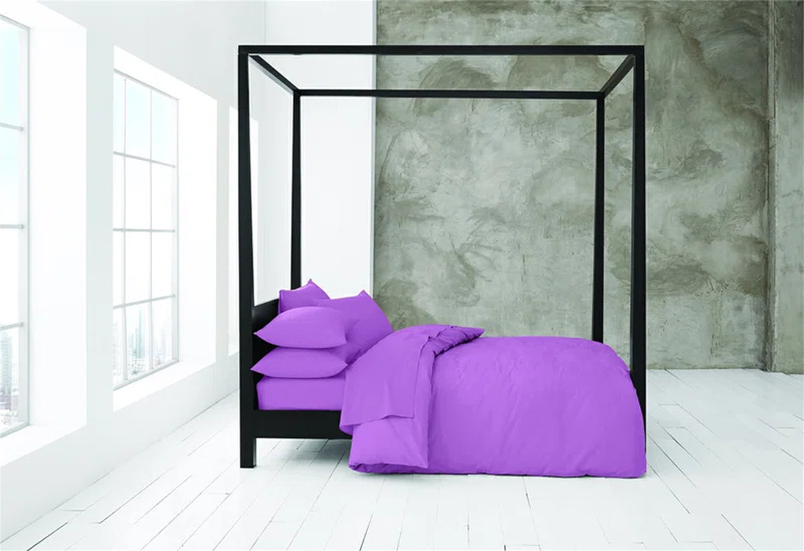Cotton Blend Solid Colour Duvet Cover with Pillowcases