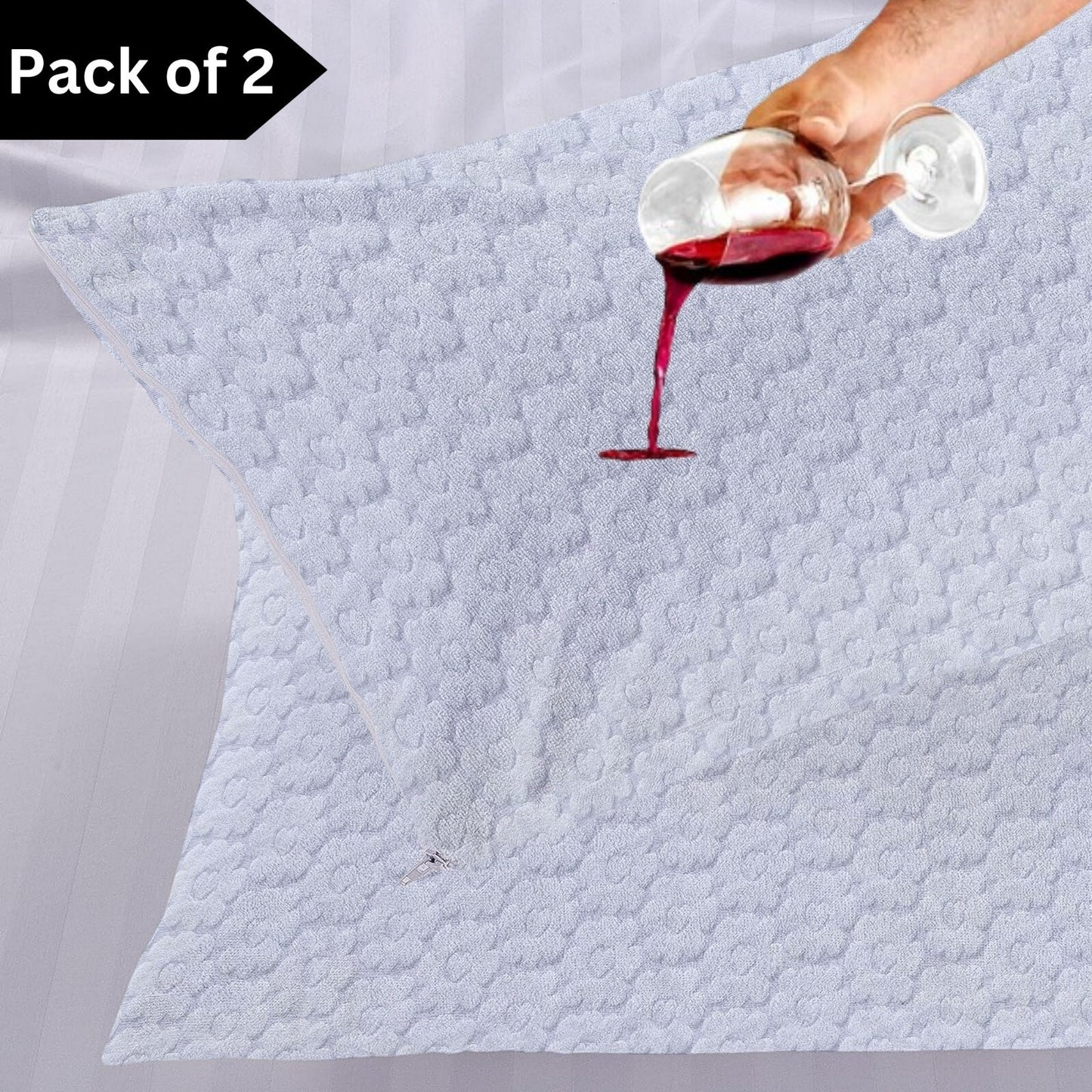 Pack of 4 Zipped WATERPROOF QUILTED Pillow Protectors Hypoallergenic Soft Covers