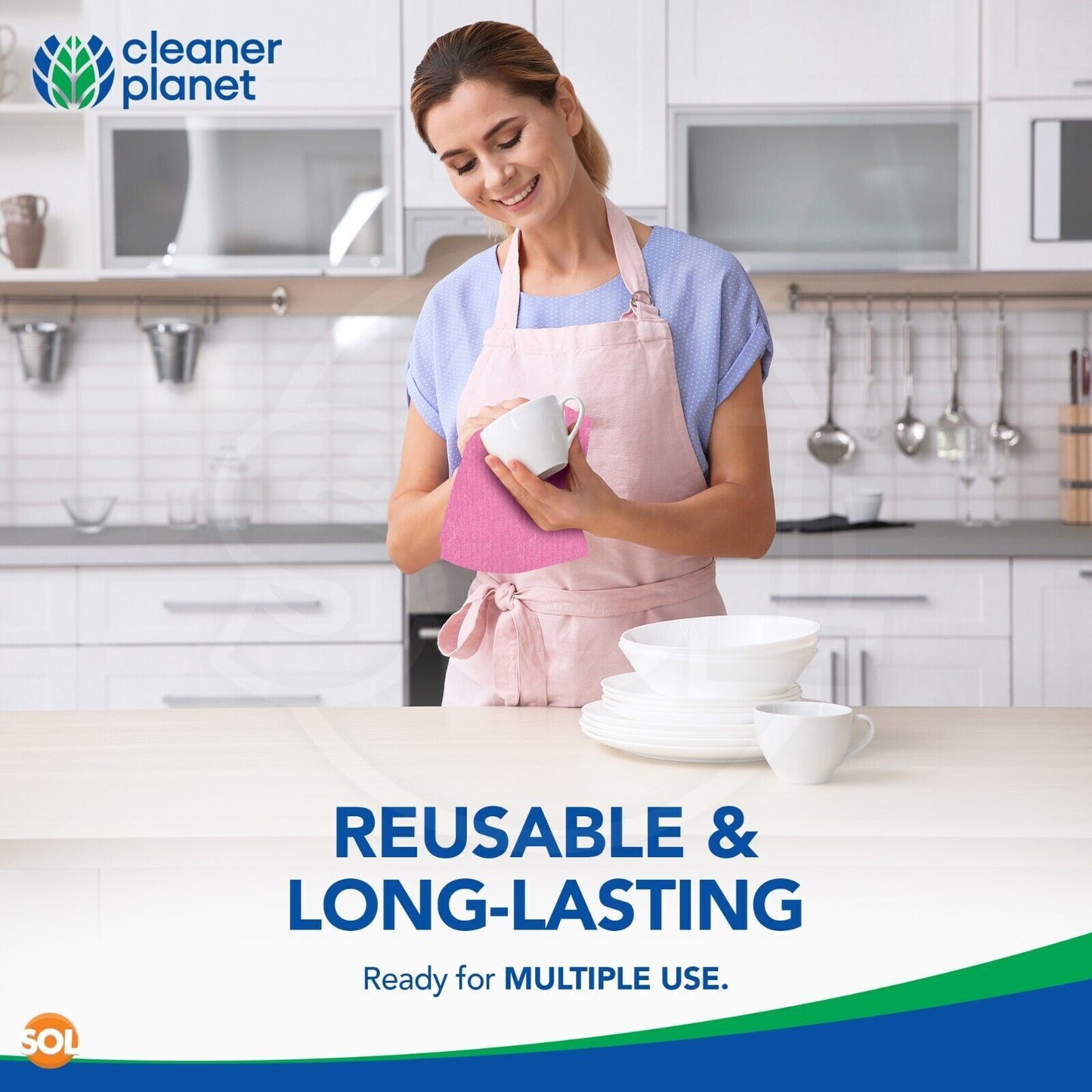 8 Sponge Cloths Absorbent Cellulose Kitchen Dish Cleaning Wipes Multipurpose Pad