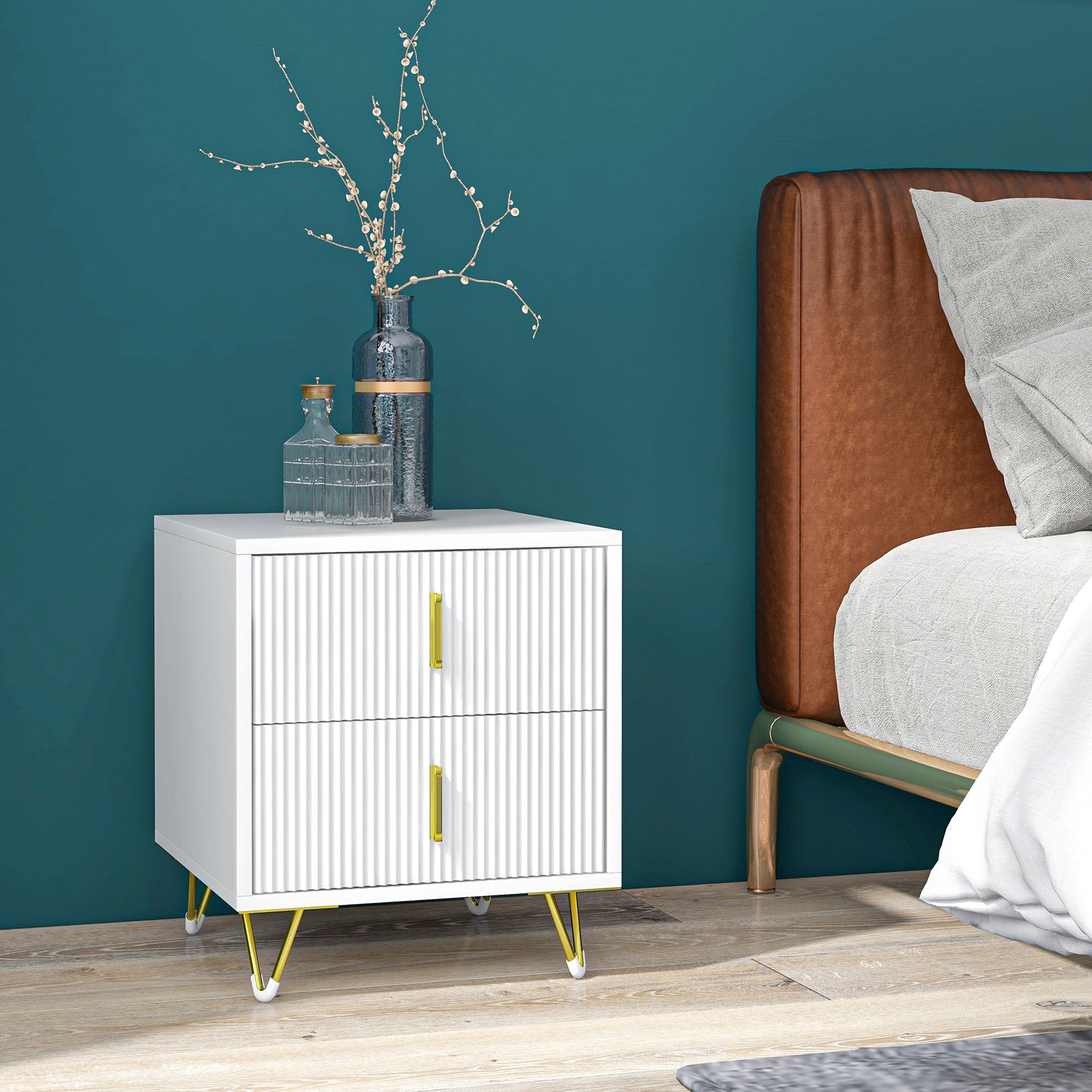 Small Chest of Drawers, Dresser with Handles Living Room White