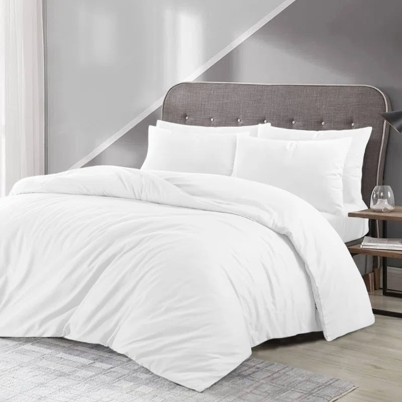 Lameya Luxury Microfibre 200 TC Duvet Cover Quilted Plain Bedding Sets with Pillow Cases