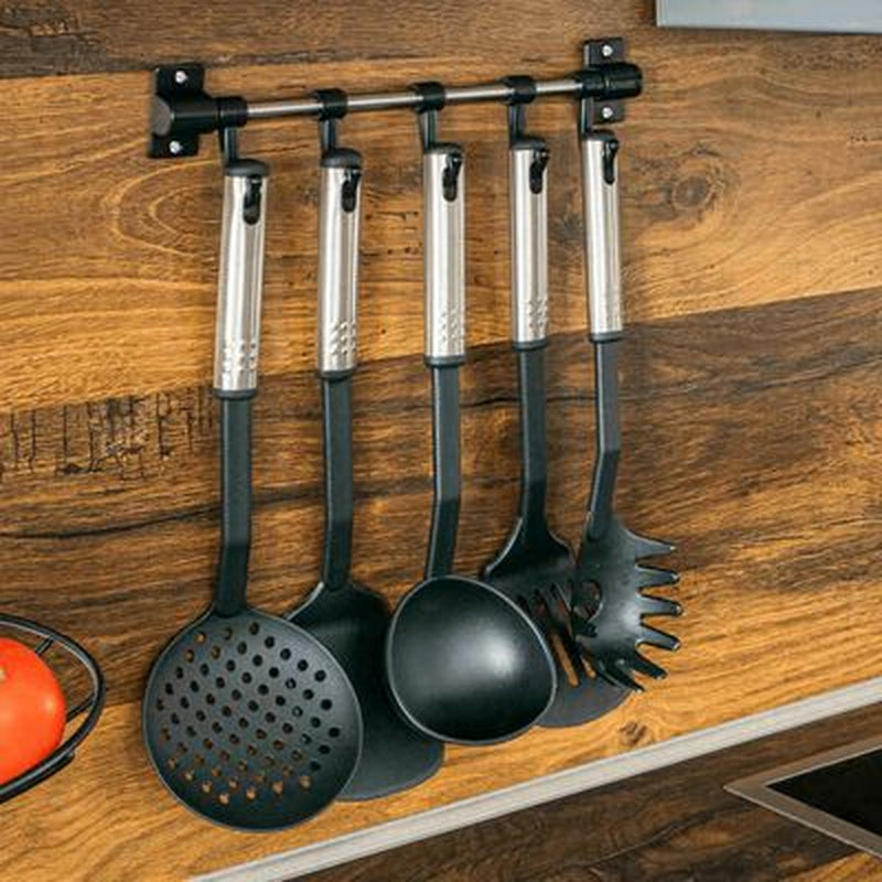 6 Piece Kitchen Tool Set Black and Silver