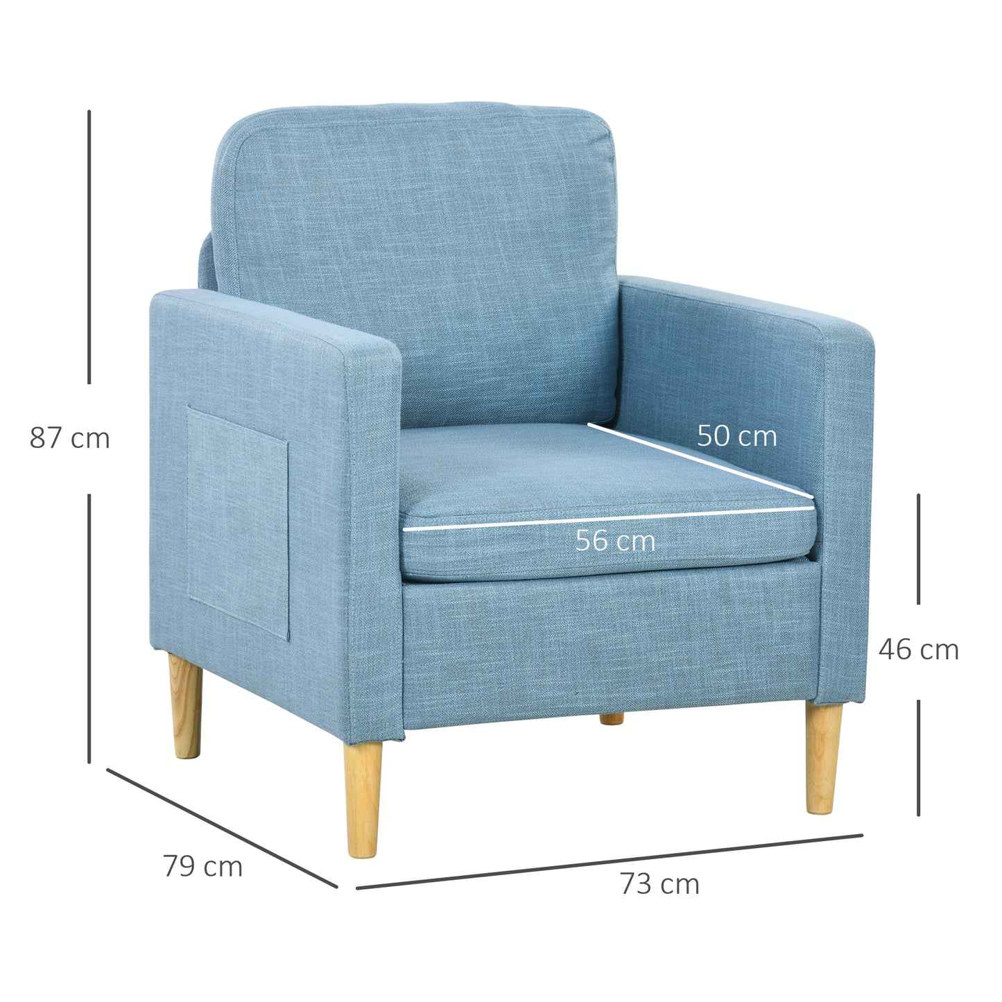 Modern Armchair Fireside Chair Upholstered Accent Chair for Living Room