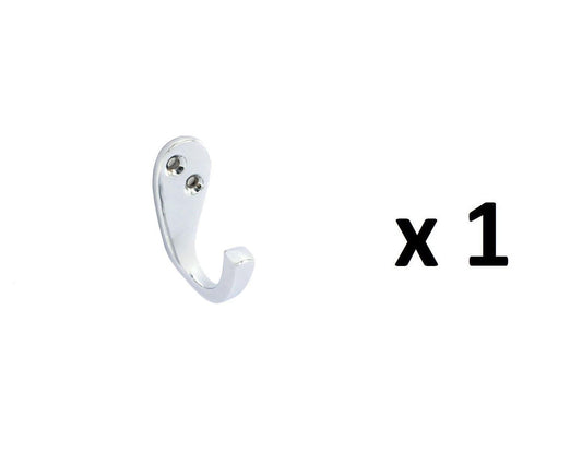 Securit S2981 Victorian Single Chrome Robe Hat Jacket Hook 50Mm Various Quantity