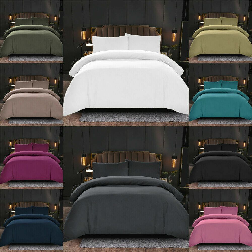 Egyptian Cotton Duvet Cover Bedding Set with Pillowcase Single Double King Size