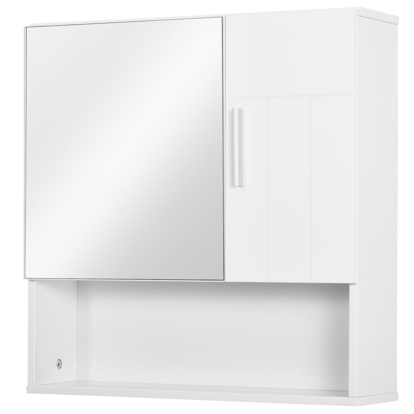 Bathroom Mirror Cabinet Wall Mount Storage Organizer W/ Door, Shelves, White