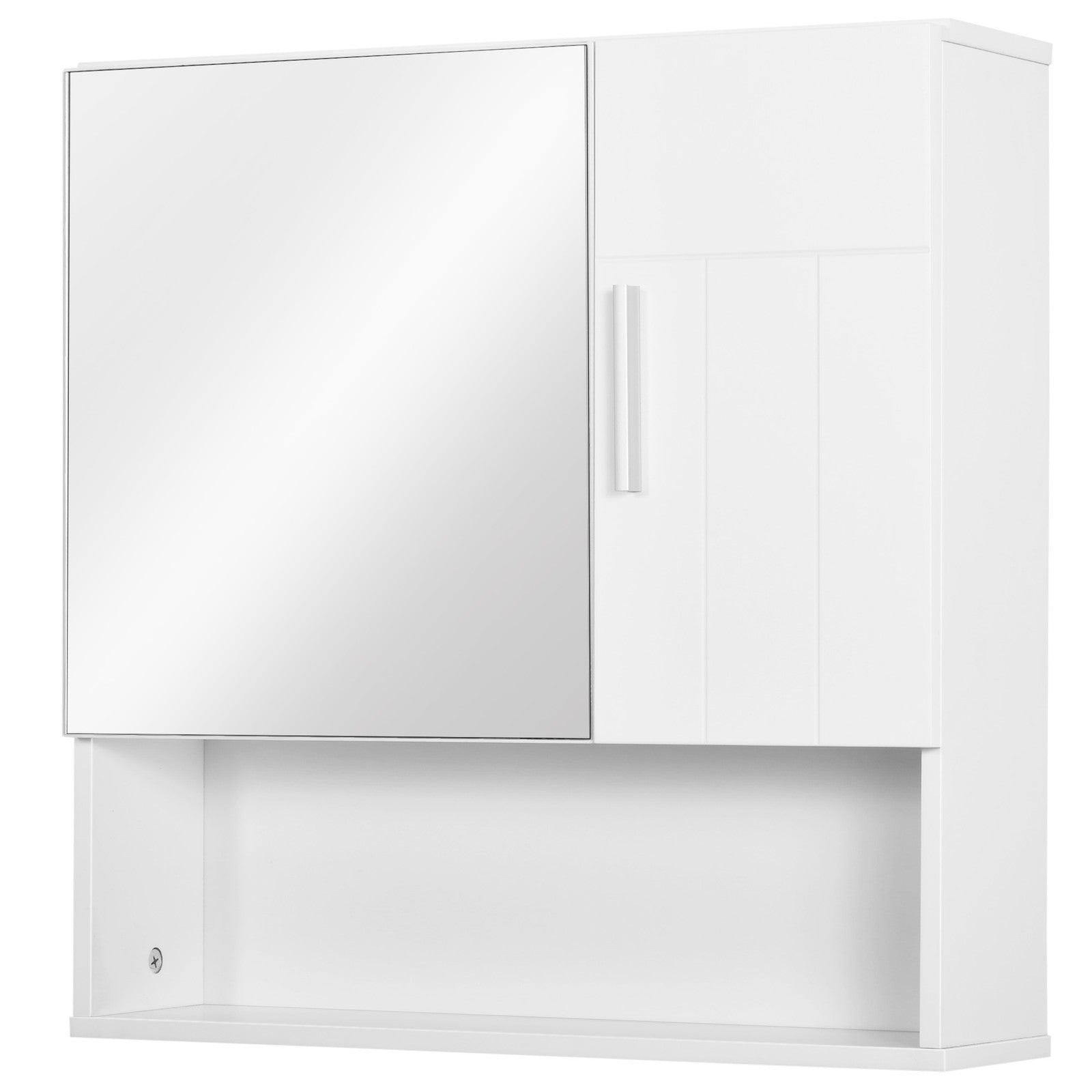 Bathroom Mirror Cabinet Wall Mount Storage Organizer W/ Door, Shelves, White