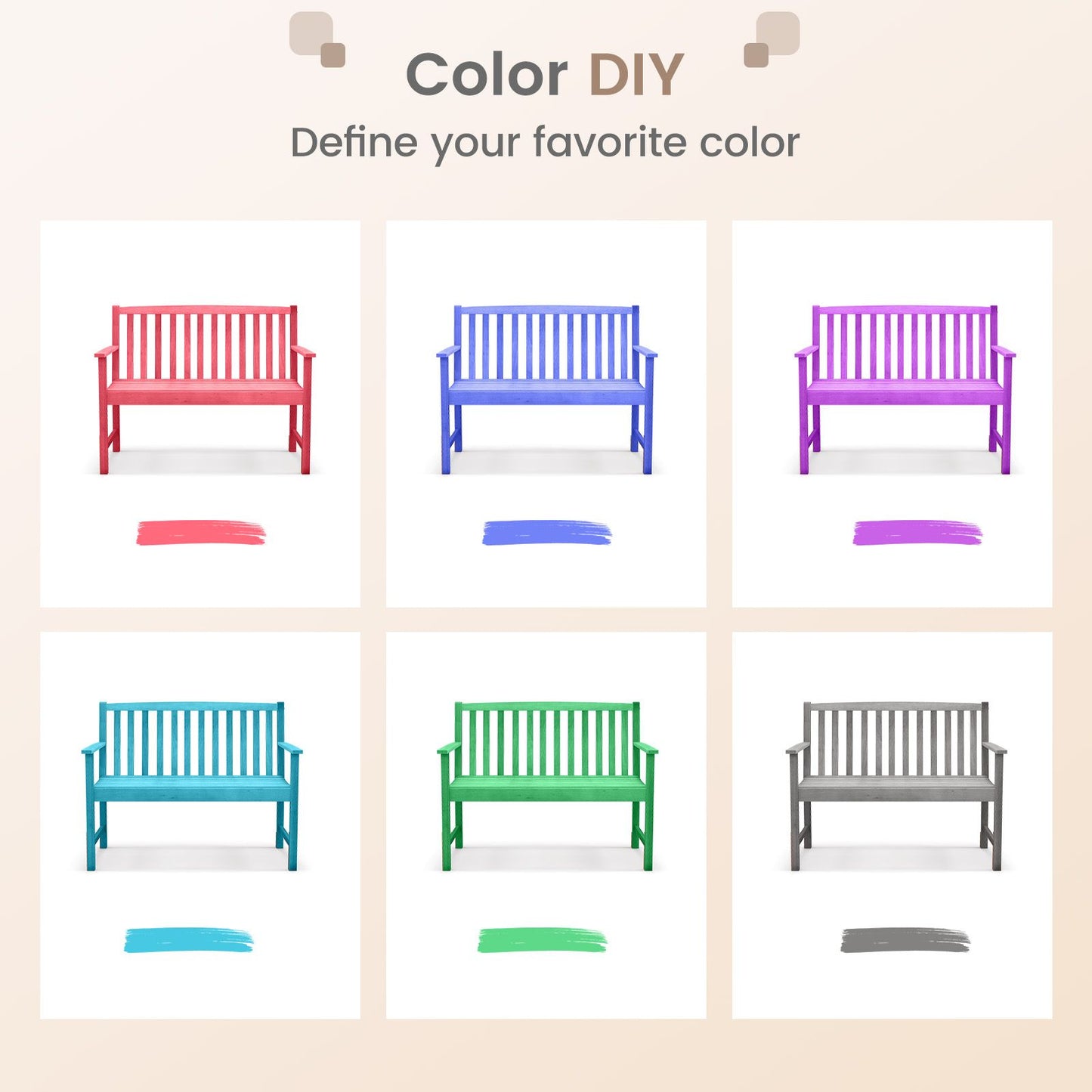 Patio Wood Bench with Cozy Armrests and Backrest