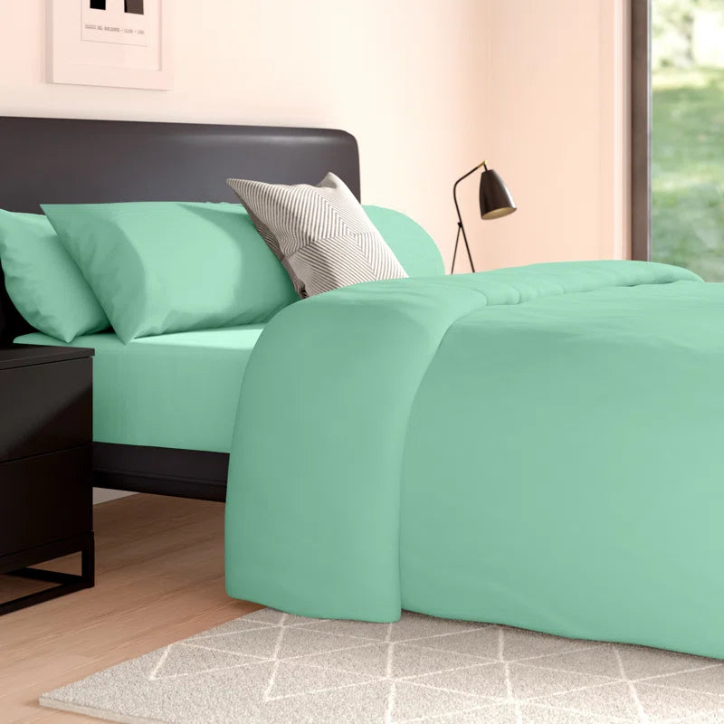 Cotton Blend Solid Colour Duvet Cover with Pillowcases