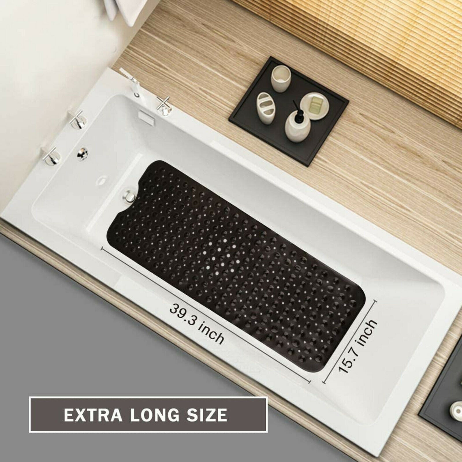 EXTRA LARGE NON-SLIP BATH MAT BATHTUB BATHROOM SHOWER MAT RUBBER STRONG SUCTION