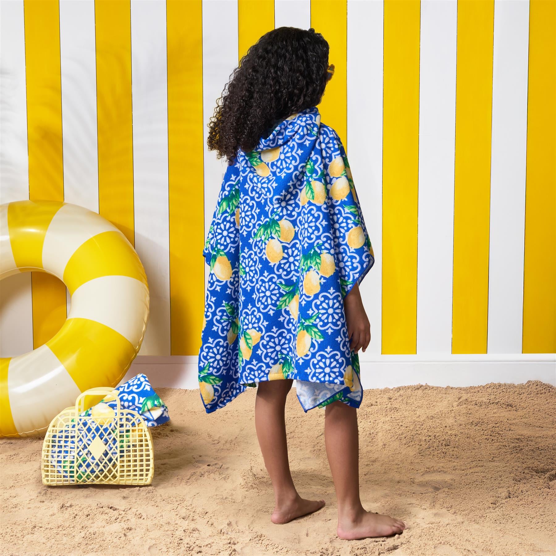 Kids Poncho Beach Towel Hooded Quick Dry Microfibre Holiday Swimming Absorbent