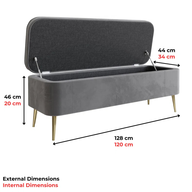 Analissa Velvet Upholstered Storage Bench