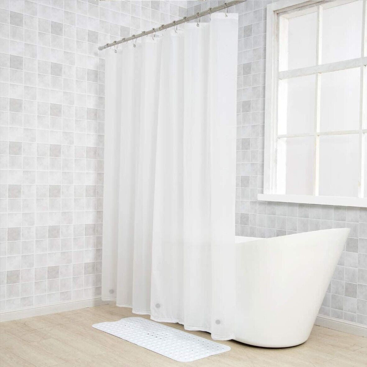 3D Design Modern PEVA Shower Curtain Bathroom Waterproof with Hooks 180Cmx180Cm