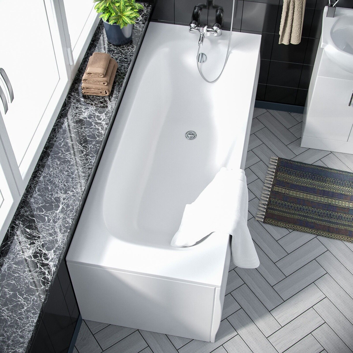 Btwl Toilet Flat Pack Vanity Unit Bath & Taps Complete Bathroom Suite | Debra