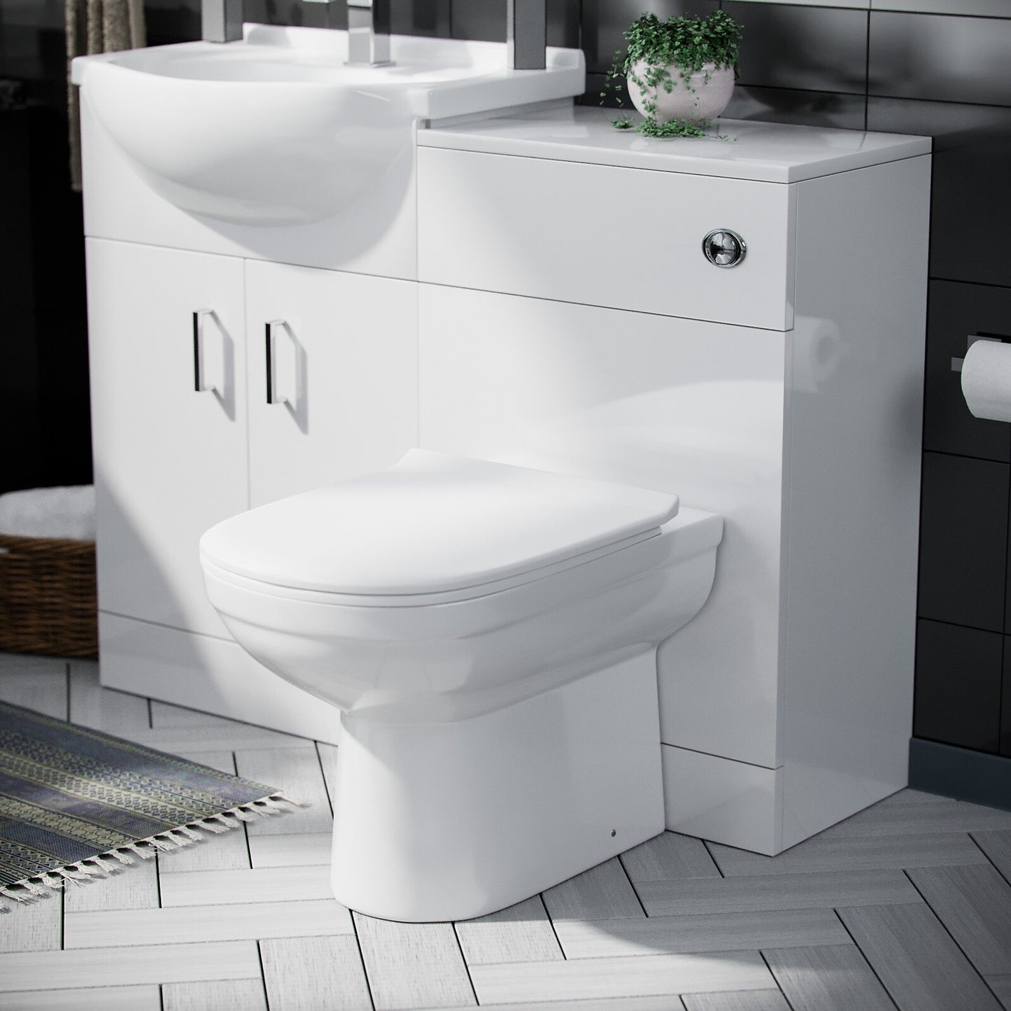 Btwl Toilet Flat Pack Vanity Unit Bath & Taps Complete Bathroom Suite | Debra