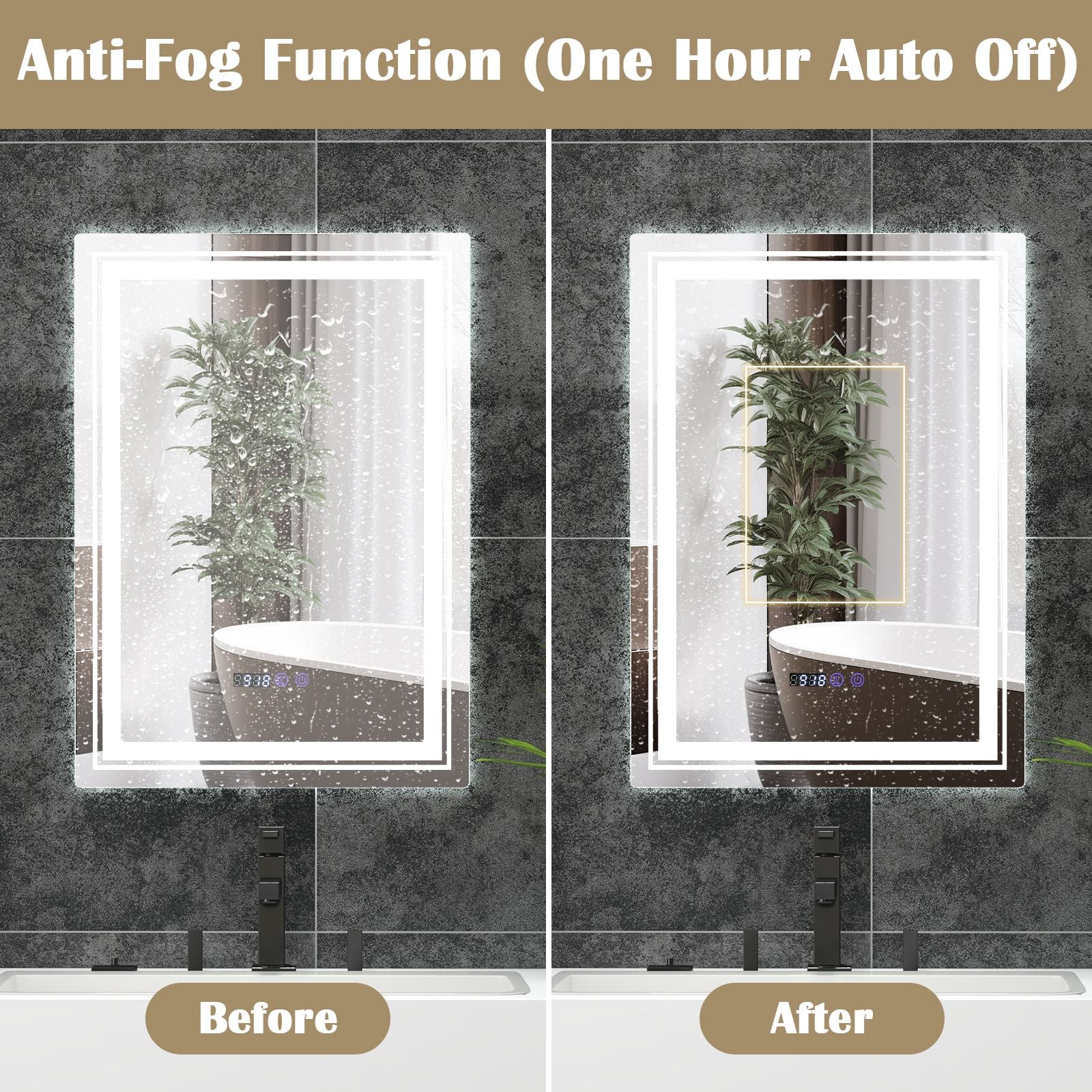 Anti-Fog Bathroom Led Vanity Mirror with 3 Colors 3000-6500K