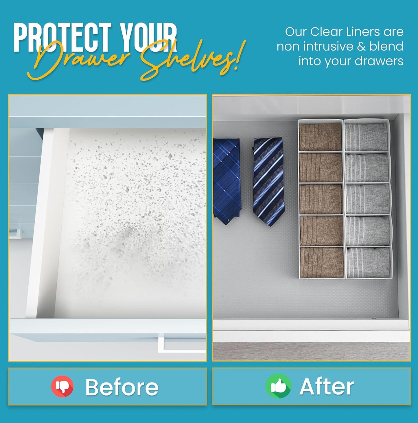 Kitchen Drawer Liners by Linda’S Essentials (30 X 200 Cm) - Non-Slip Cupboard & Fridge Mats, Protects from Spills, Multi-Use Shelf & Cabinet Liner, Great Kitchen Accessory (Clear)