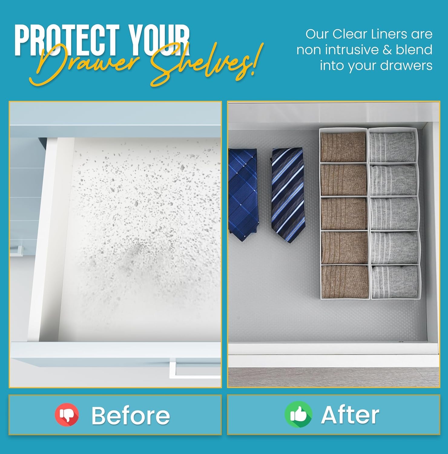 Kitchen Drawer Liners by Linda’S Essentials (30 X 200 Cm) - Non-Slip Cupboard & Fridge Mats, Protects from Spills, Multi-Use Shelf & Cabinet Liner, Great Kitchen Accessory (Clear)