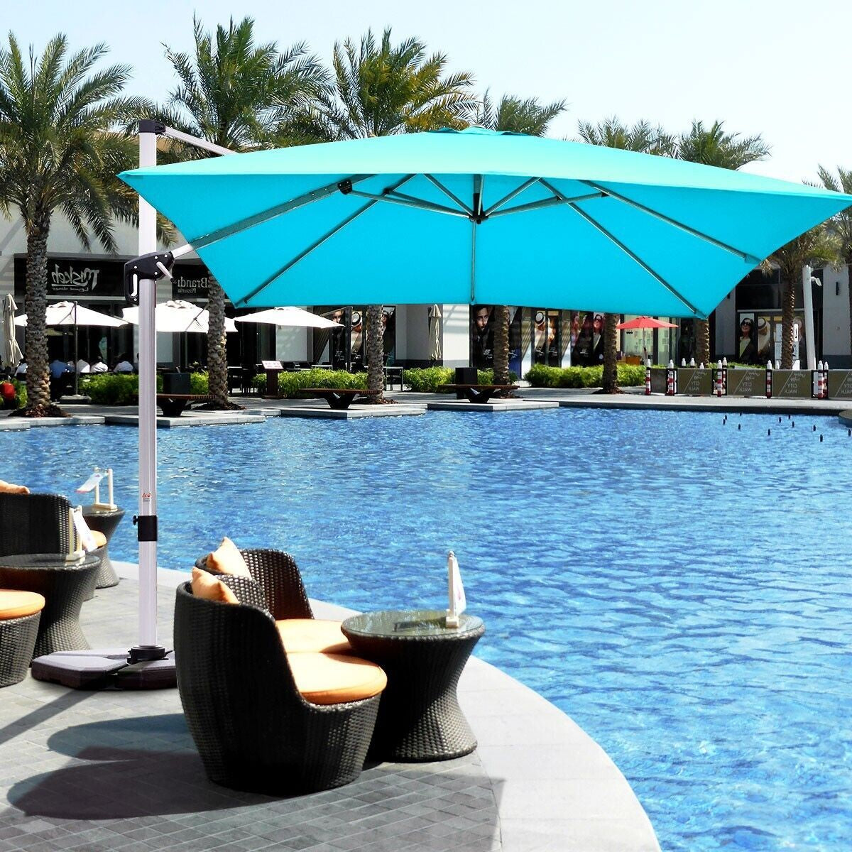 3M Cantilever Garden Parasol with Tilted Design and 360° Rotation