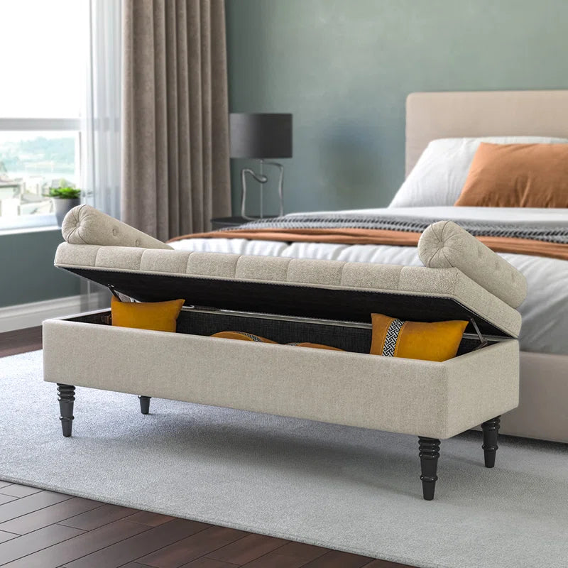 Ethelsville Upholstered Flip Top Storage Bench with Side Arms