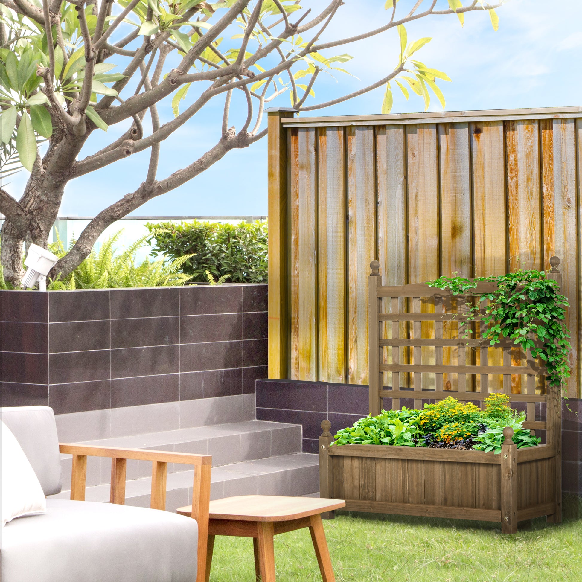 Garden Planters with Trellis for Climbing Vines Indoor Outdoor