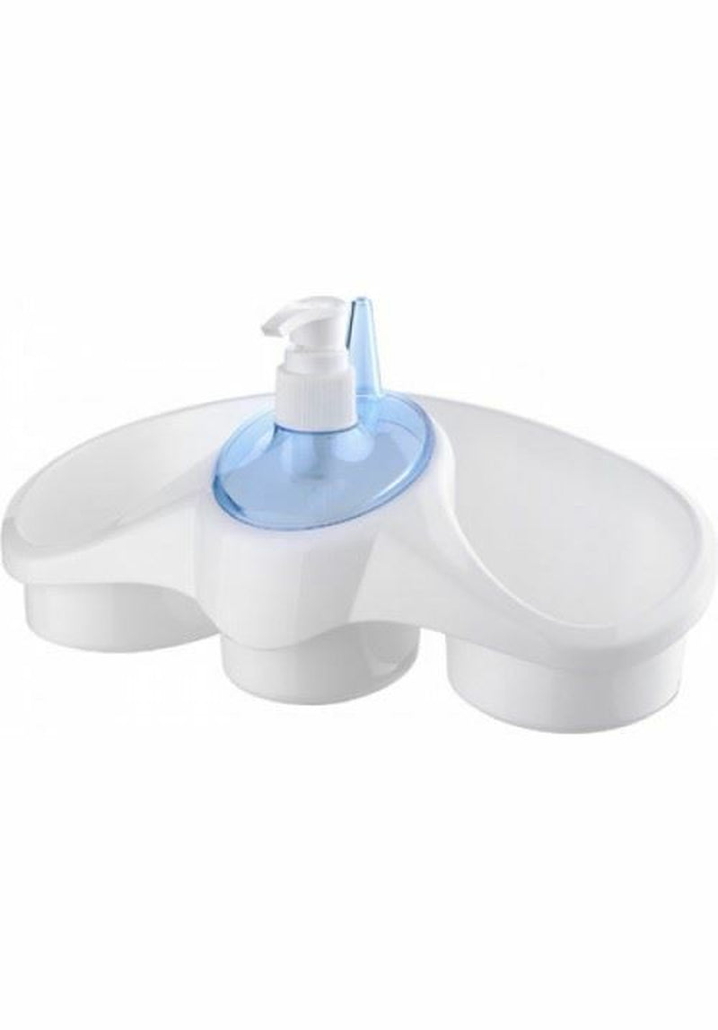 Washing up Liquid Soap Dispenser and Sponge Holder Plastic for Kitchen Bathroom