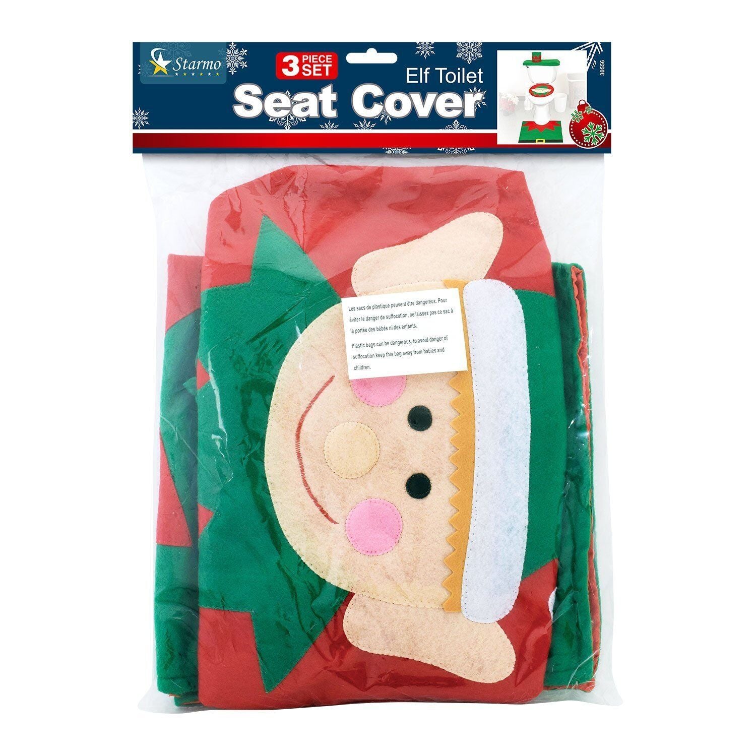 Christmas Xmas Decoration Toilet Seat Cover Set Santa, Elf, Reindeer, Snowman