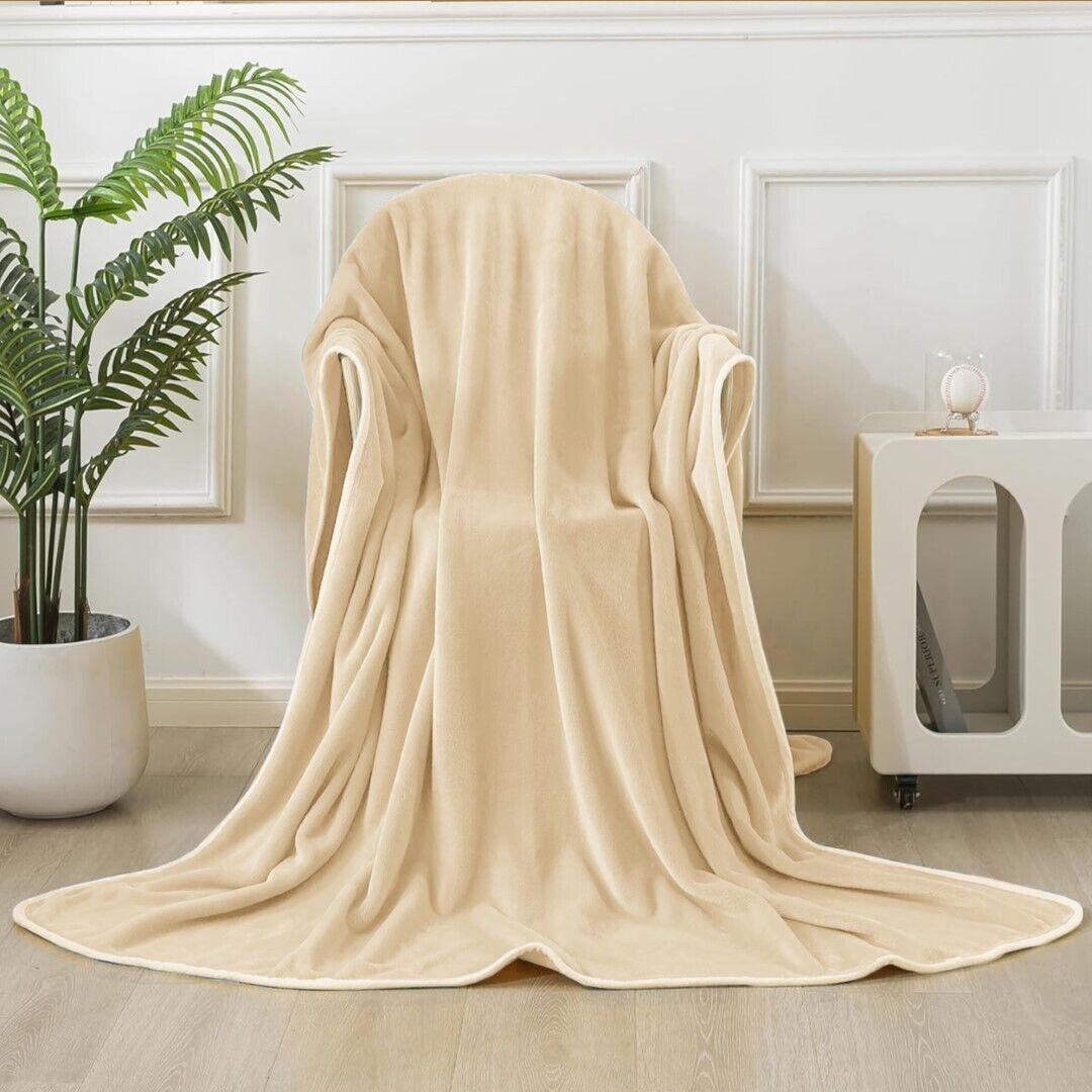 Large Fleece Blanket Throw Reversible Soft Warm Bed Sofa Blanket Double & King