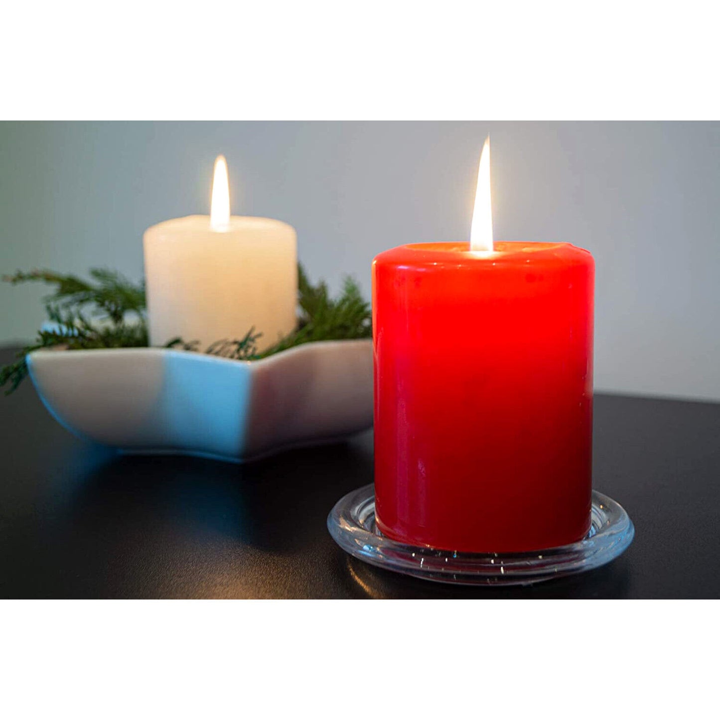 Set of 6 Church Large Pillar Candles 66 Hours Burning Time Ivory White 7Cm/15Cm