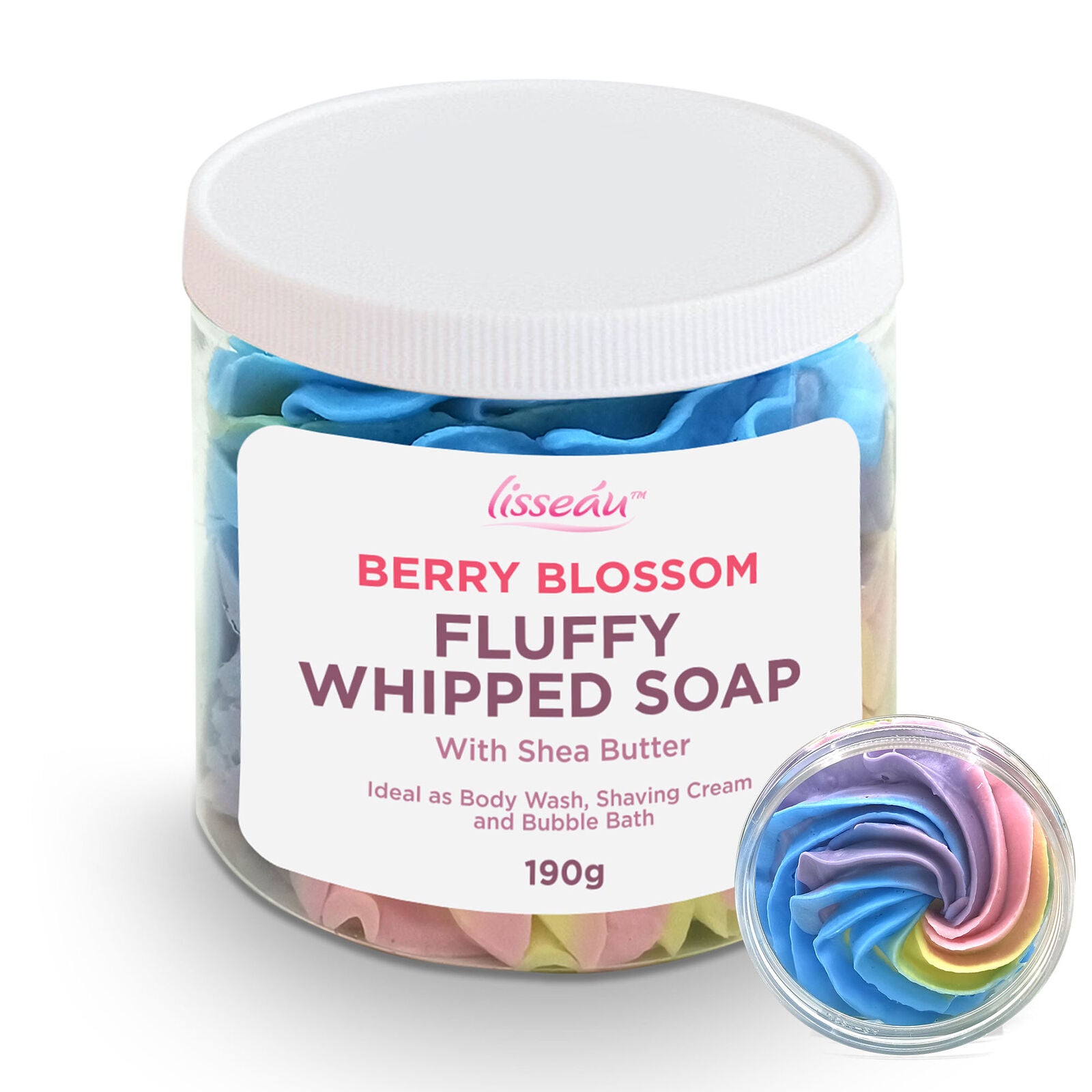 Whipped Soap Shower Fluff Shea Butter Whip 190G Berry Blossom Scented Bath Body