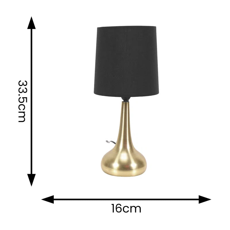 Akaysha Pair of Brushed Gold Touch Table Lamps with Fabric Shade