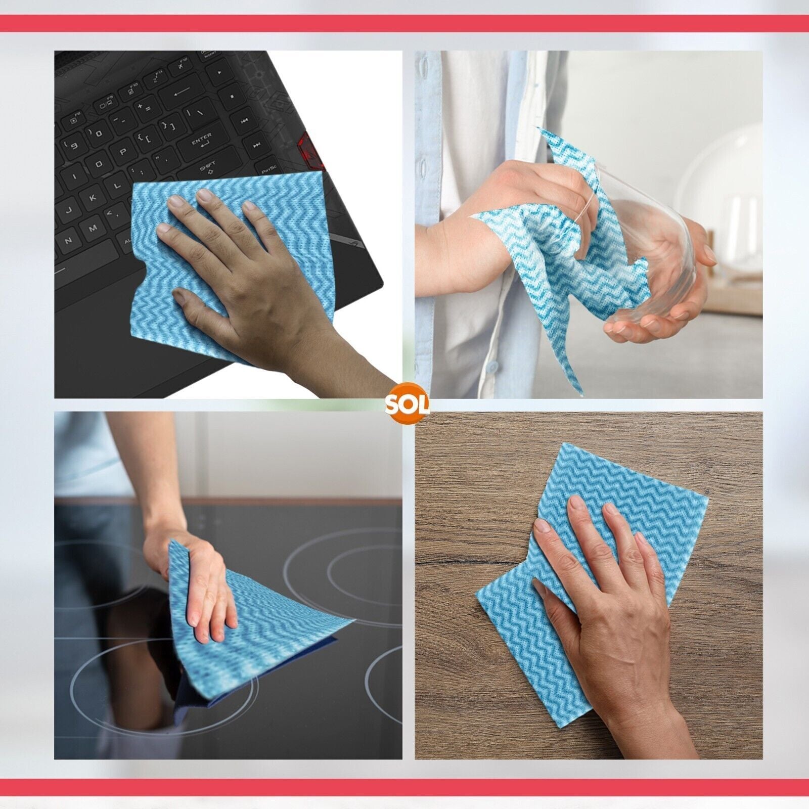 200-1200Pk All Purpose Cleaning Cloths | Blue Home Kitchen Hygienic Wipes J Type