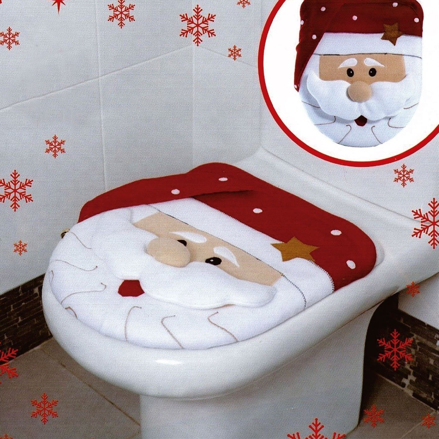 Christmas Xmas Decoration Toilet Seat Cover Set Santa, Elf, Reindeer, Snowman