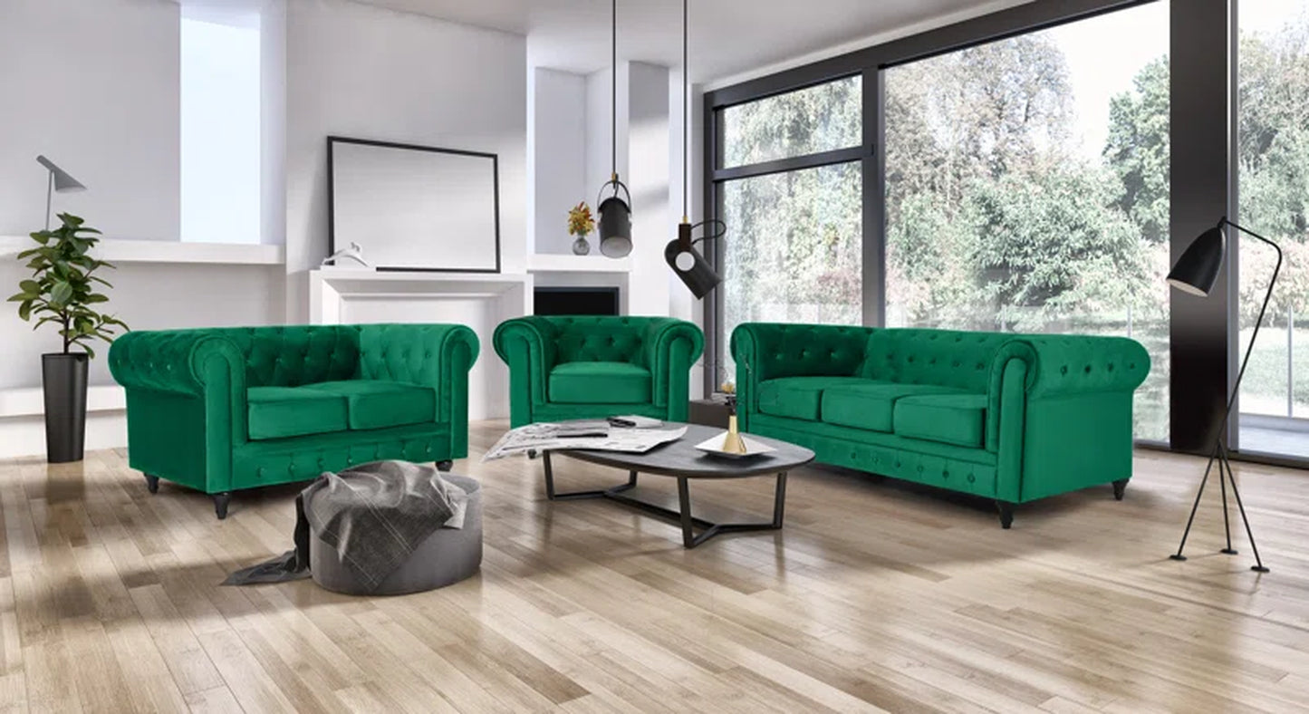 Asya 3 - Piece Velvet Living Room Set
