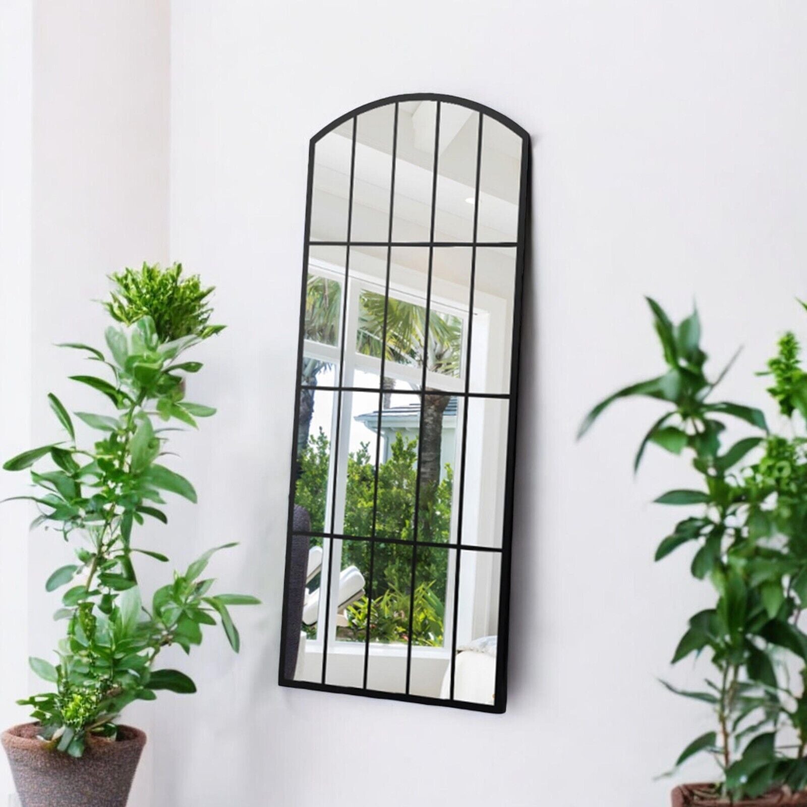 Framed Arched Mirror Wall Mounted Cast Iron Large Mirror Indoor Outdoor Garden