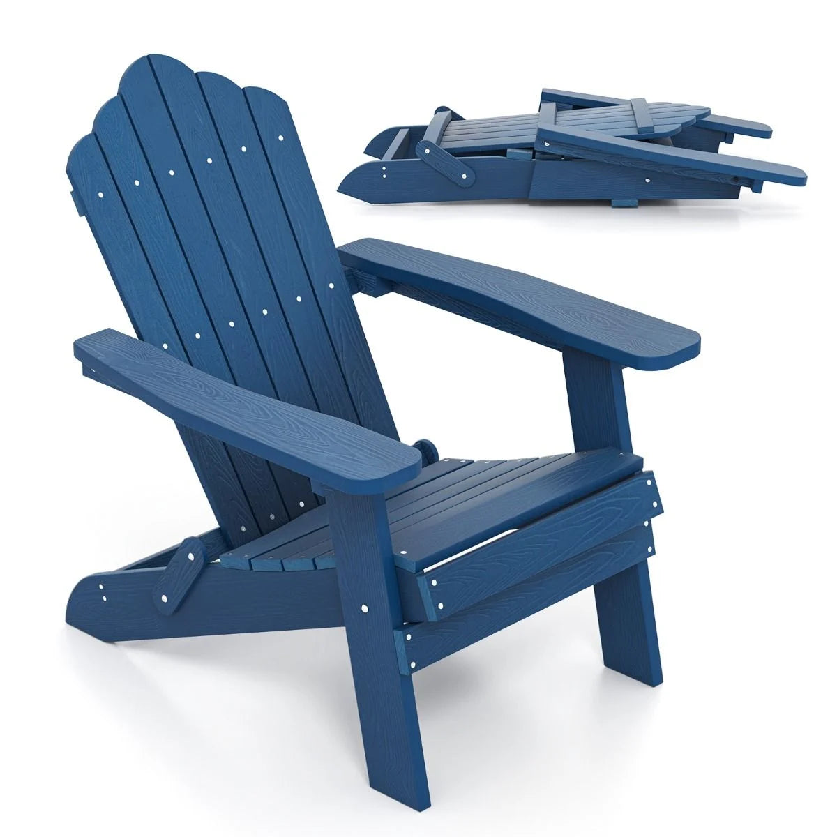 Folding Adirondack Chair with Wide Armrests and Inclined Backrest
