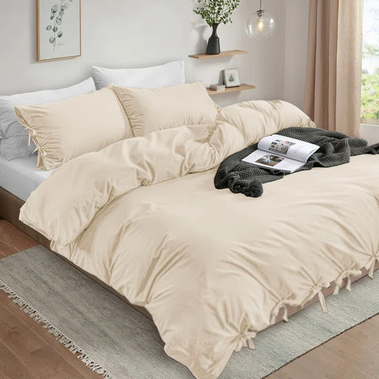 Massouda Microfiber Solid Colour Duvet Cover Set with Pillowcases