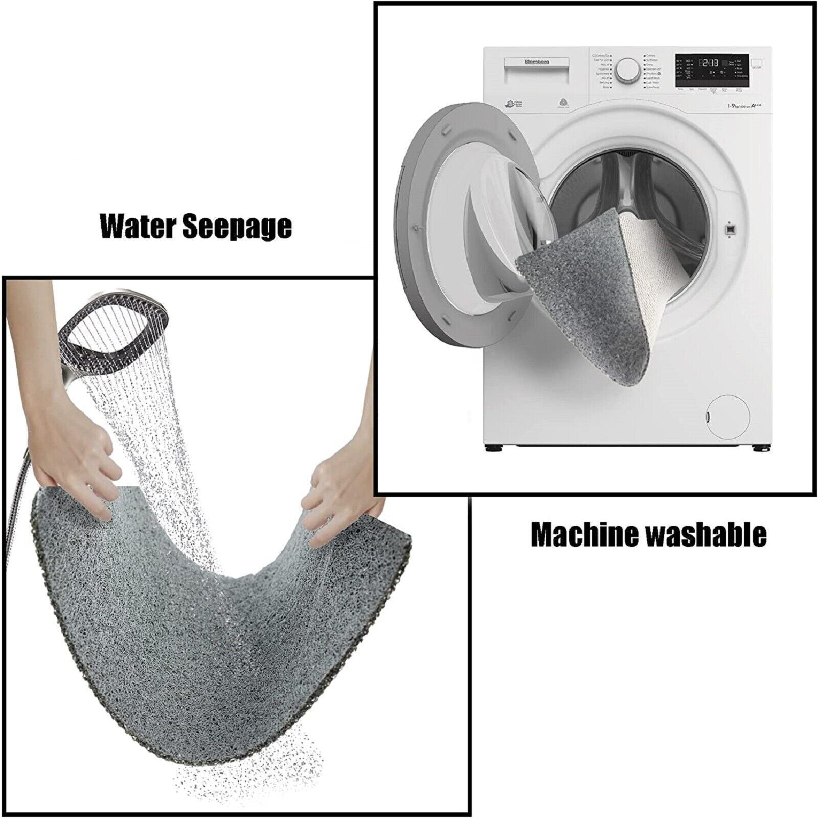 Loofah Shower Mat for inside Shower Non-Slip anti Mould PVC Bath Mat Quick Dry