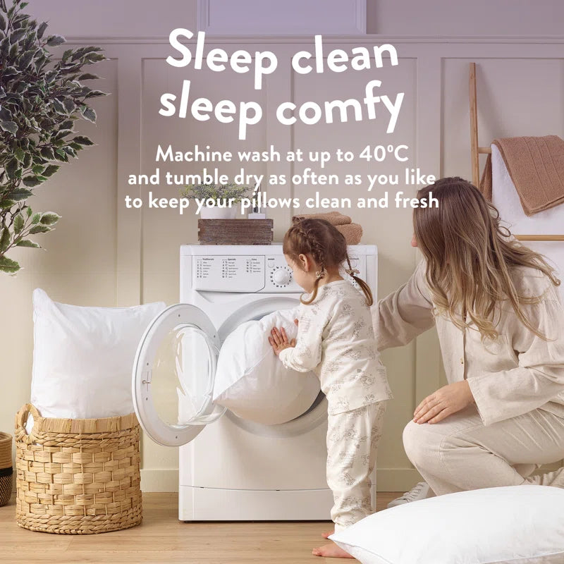 Duck Feather 100% Cotton Cover Medium Support Back Sleeper Machine Washable Pillow