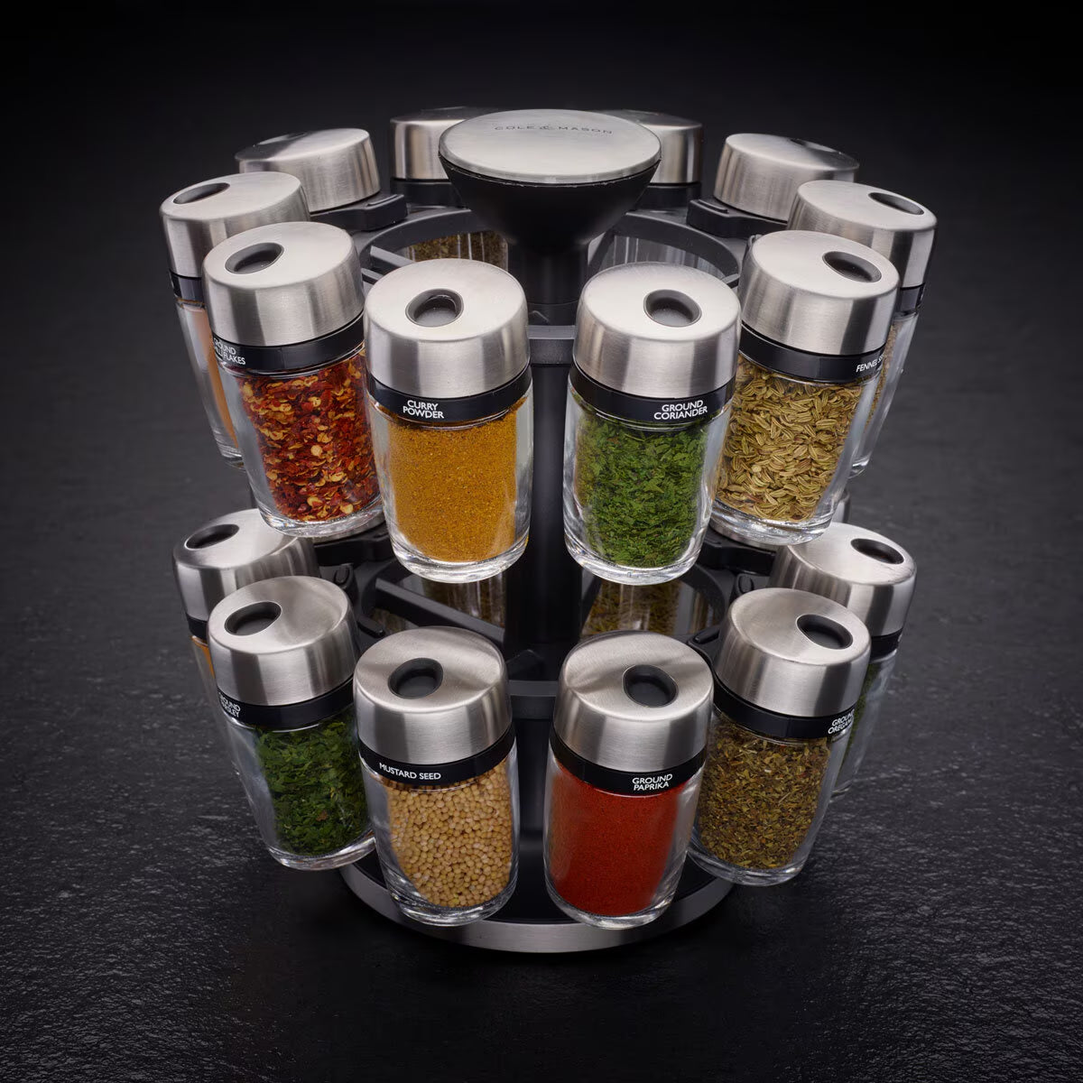 20 Jar Filled Spice Rack Carousel