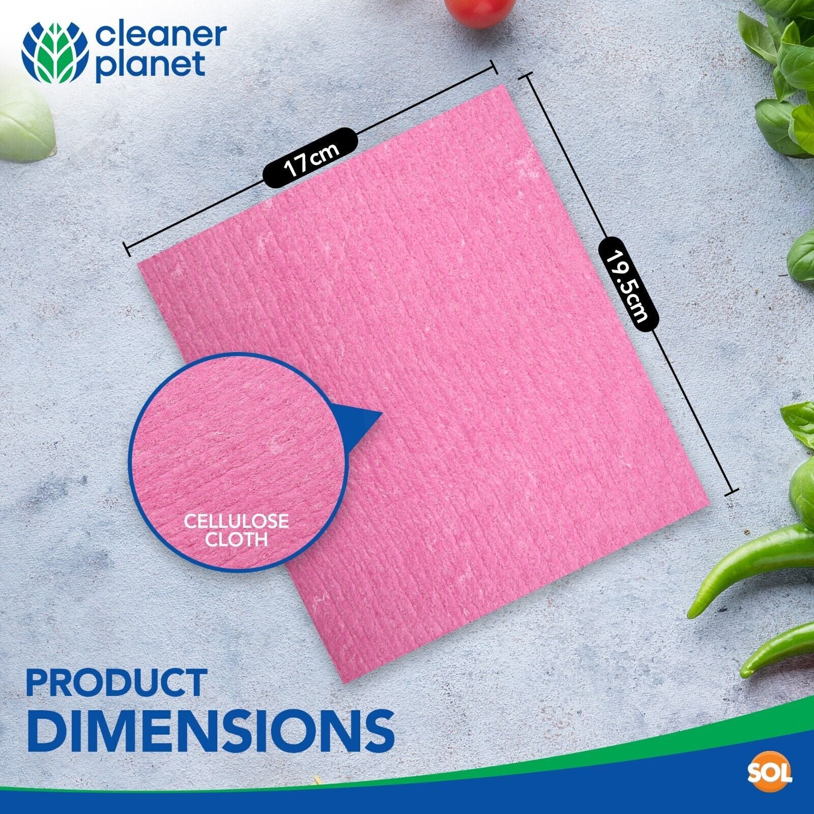 8 Sponge Cloths Absorbent Cellulose Kitchen Dish Cleaning Wipes Multipurpose Pad