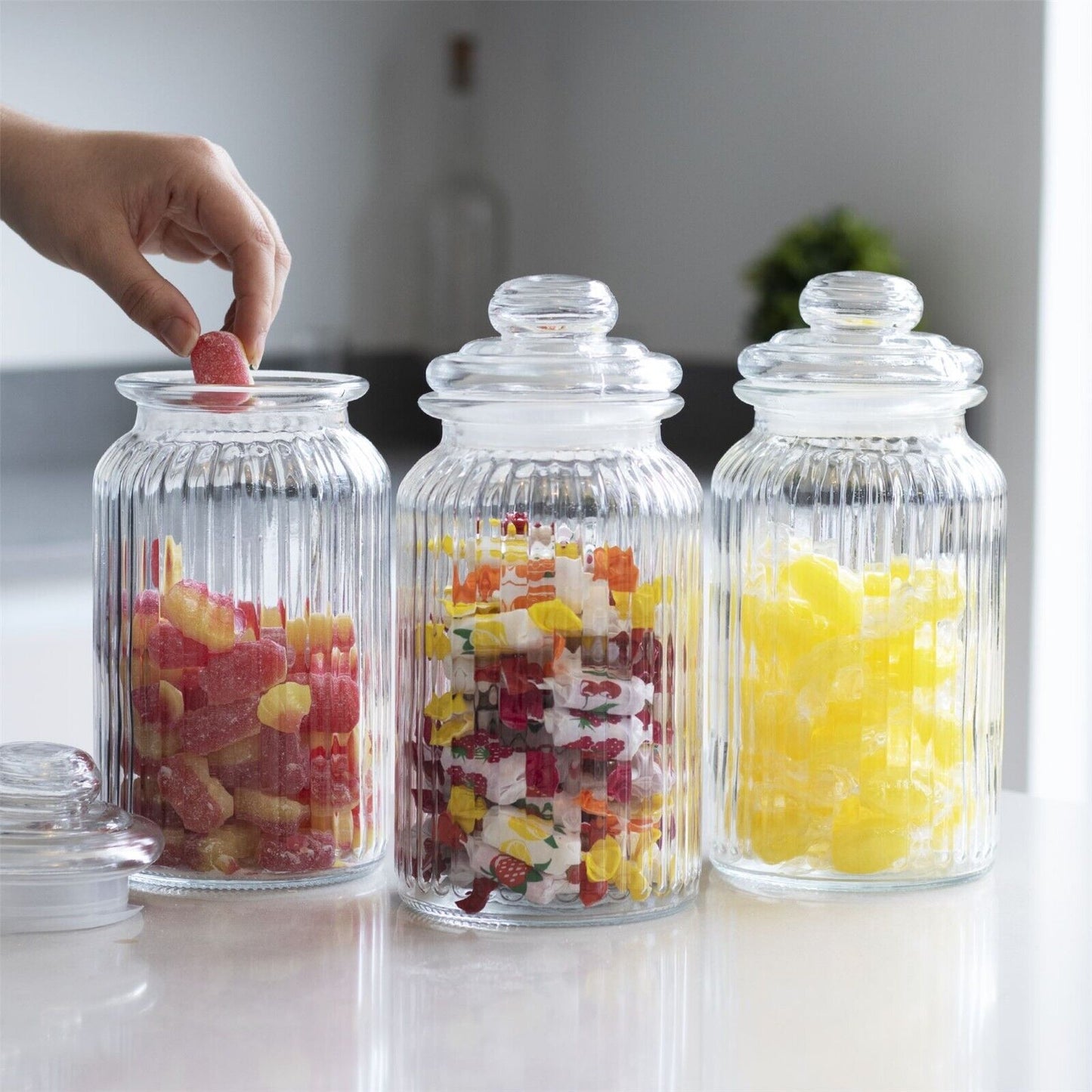 Vintage Airtight Glass Jars 1300Ml - Set of 3 Traditional Sweet Jar Storage| M&W