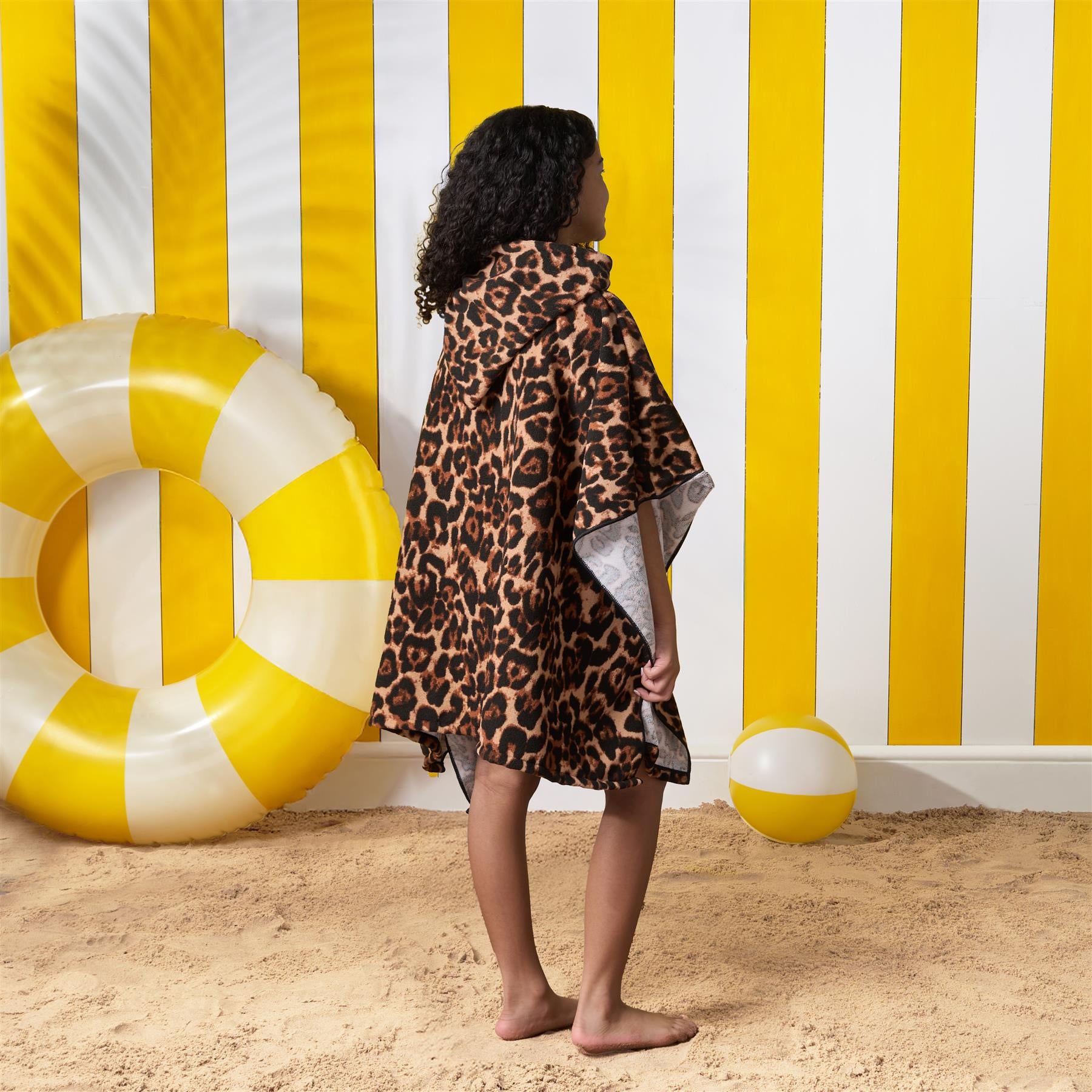 Kids Poncho Beach Towel Hooded Quick Dry Microfibre Holiday Swimming Absorbent