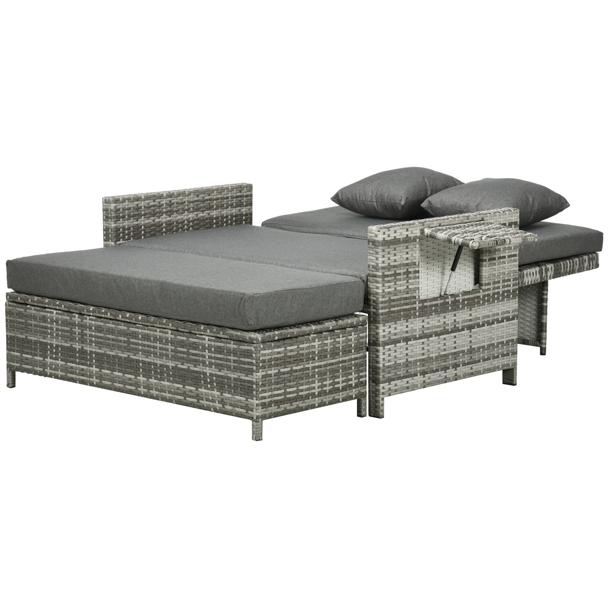 Garden Rattan Furniture Set 2 Seater Patio Sun Lounger Daybed Sunbed