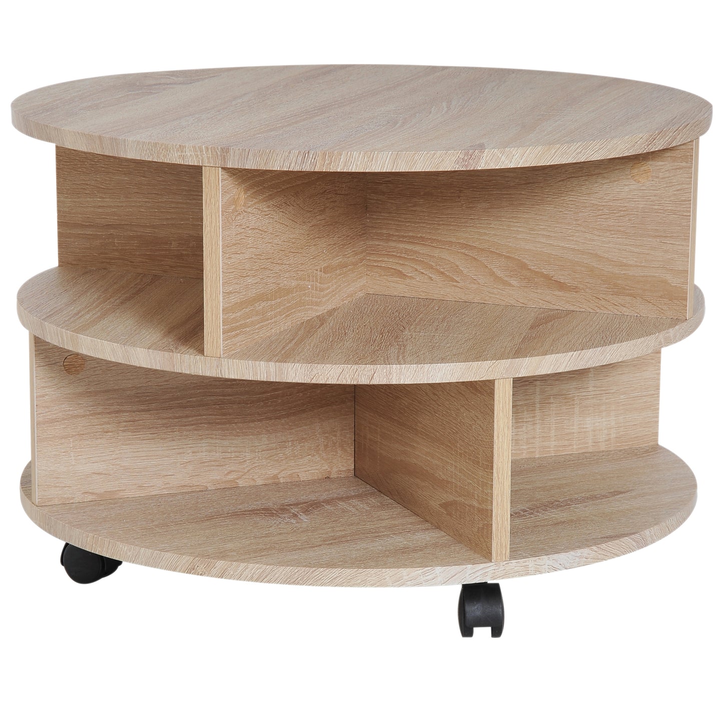 3 Tier round Coffee Table with Storage Shelves for Living Room