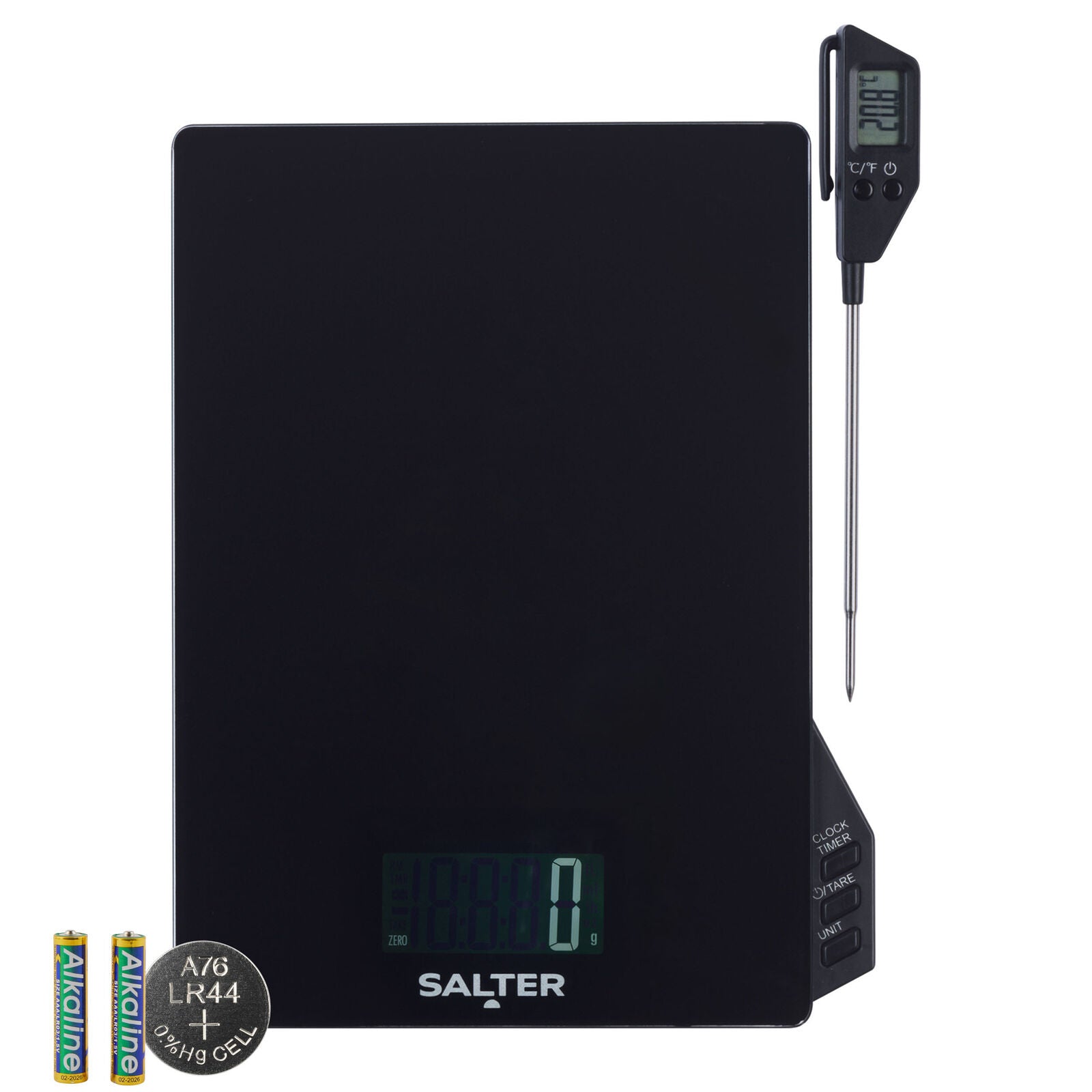 Salter Thermometer & Scale Set LCD Display 5Kg Capacity Timer & Clock (Open Box)