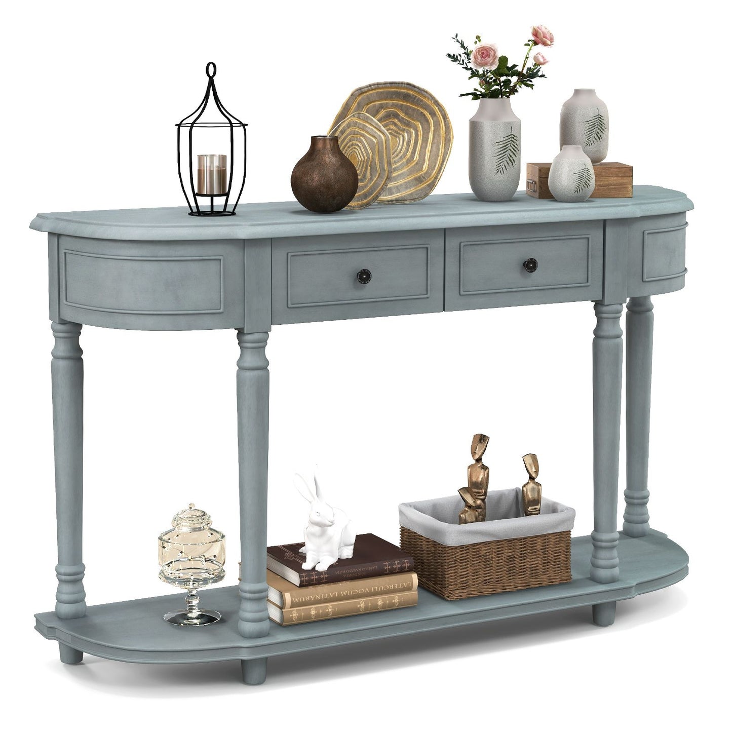 Retro Console Table with Storage for Living Room Hallway
