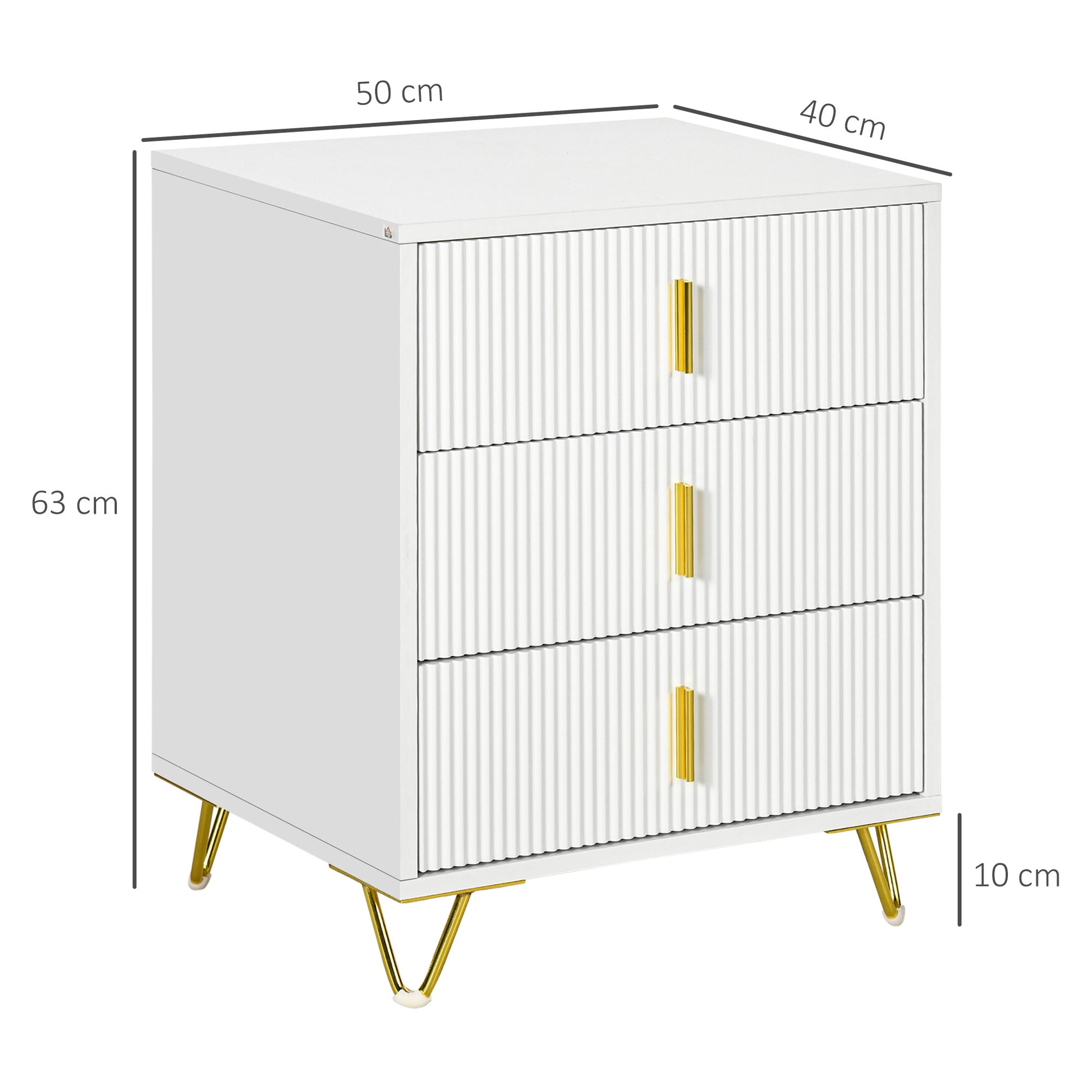 Small Chest of Drawers, Dresser with Handles Living Room White