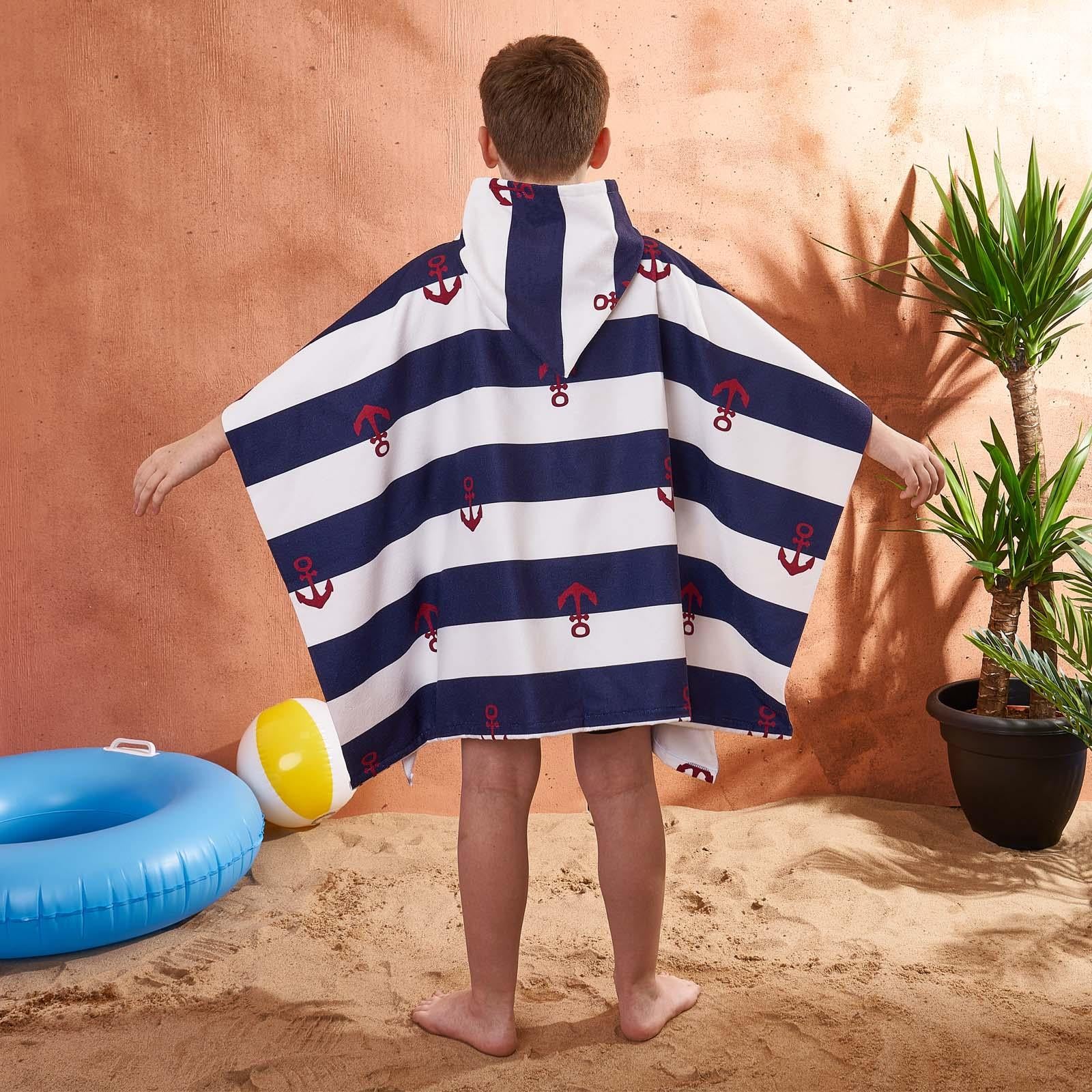 Kids Poncho Beach Towel Hooded Quick Dry Microfibre Holiday Swimming Absorbent