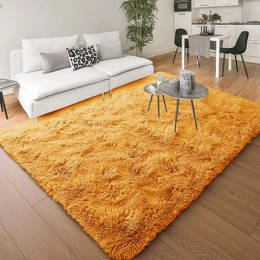 Alexxys Fluffy Thin Deep Pile Living Room Area Rug